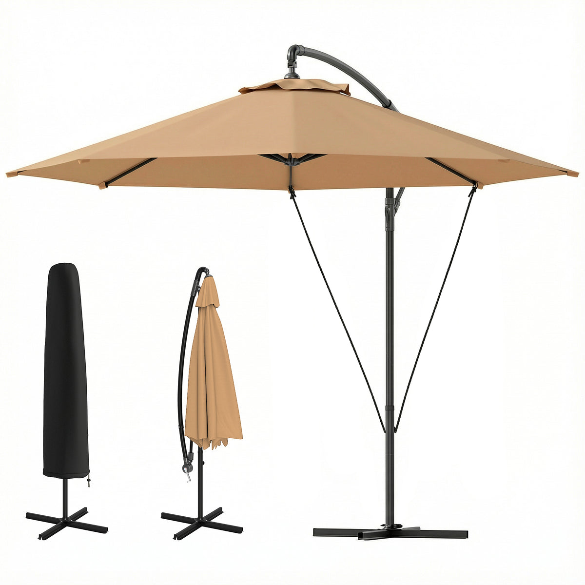 Offset Cantilever Umbrella 360° Rotating with Cross Base