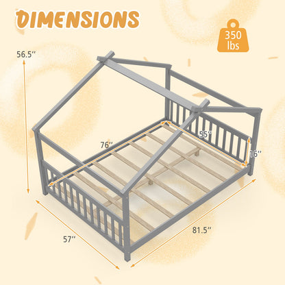 Lit cabane Montessori format double avec tête de lit
