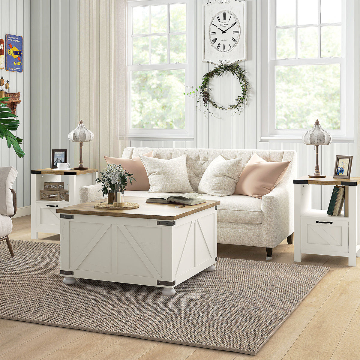 Farmhouse coffee table with hidden storage