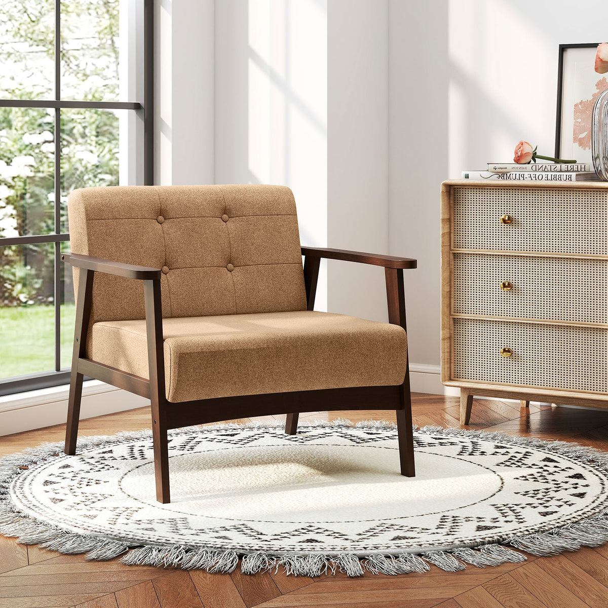 Chaise d'appoint design style mid-century bois d'hévéa
