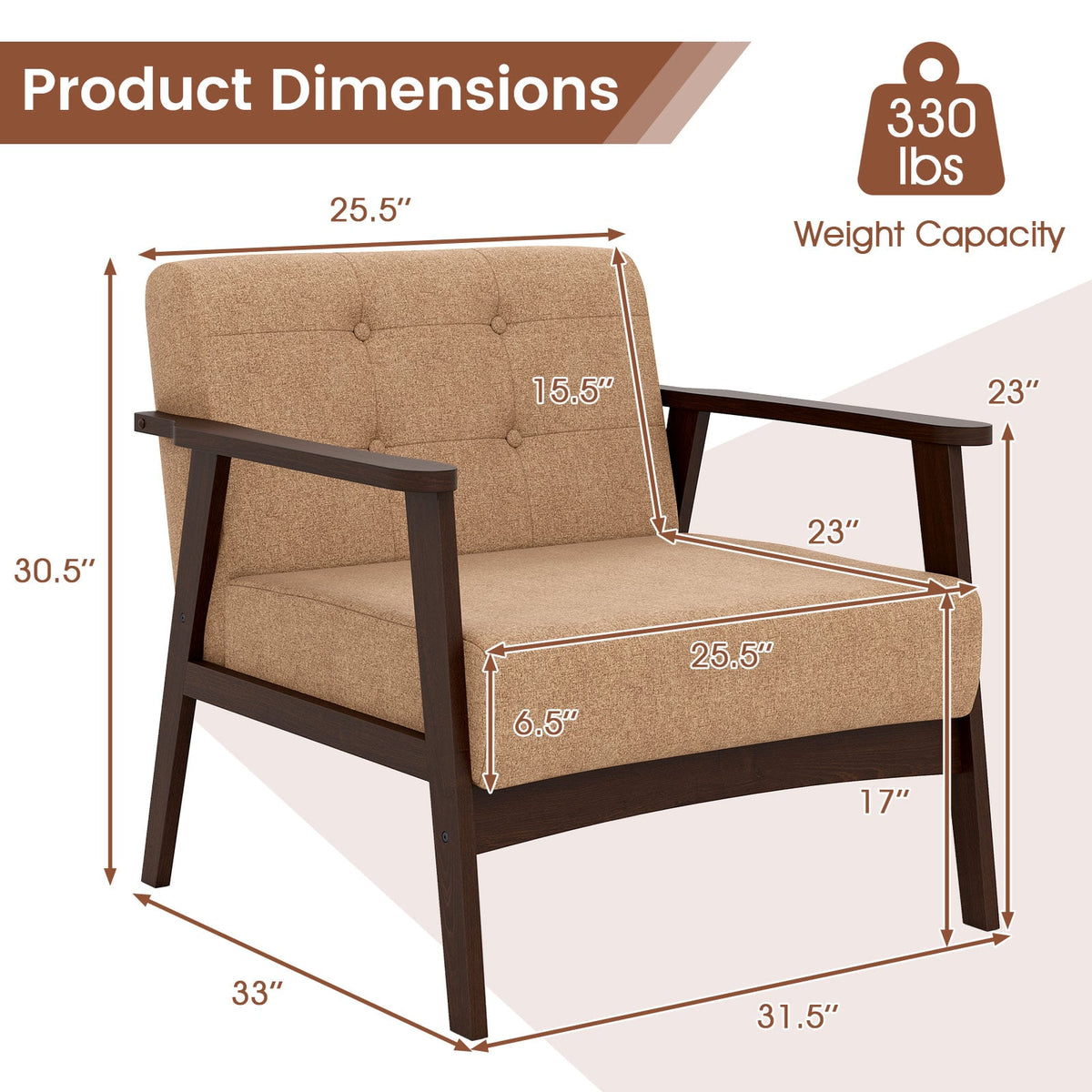 Chaise d'appoint design style mid-century bois d'hévéa