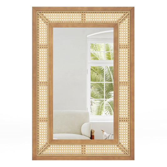 Miroir mural décoratif en rotin style bohème