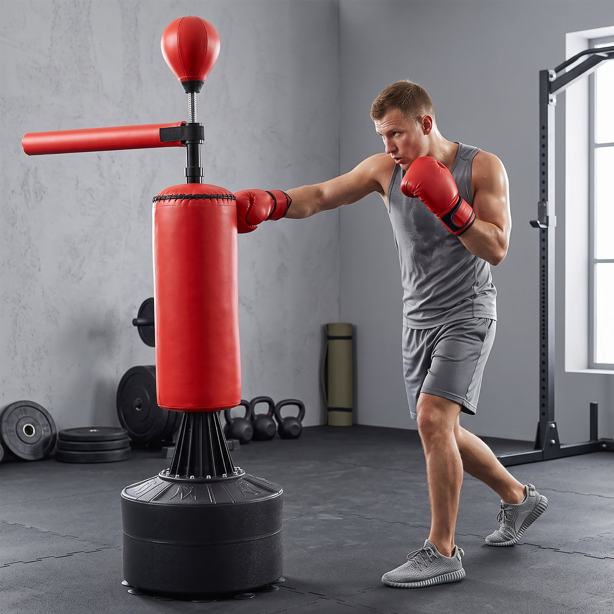 Freestanding Boxing Punch Bag Stand with Rotating Arm