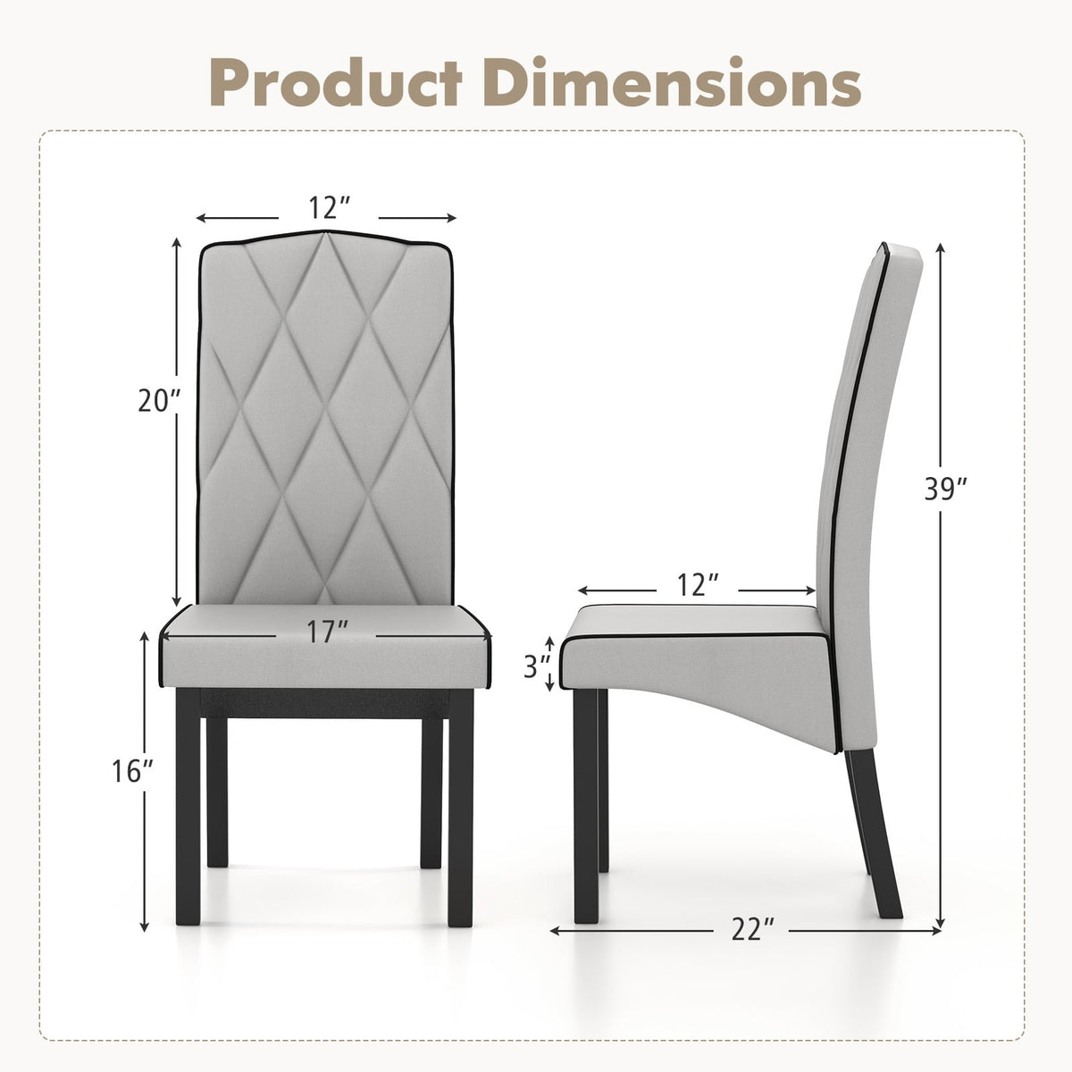 Chaise de salle à manger moderne à haut dossier