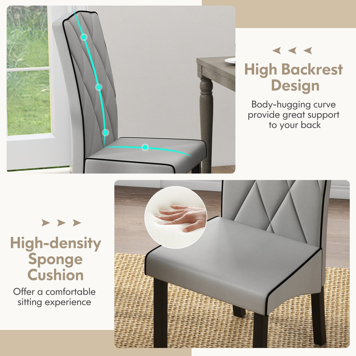 Chaise de salle à manger moderne à haut dossier