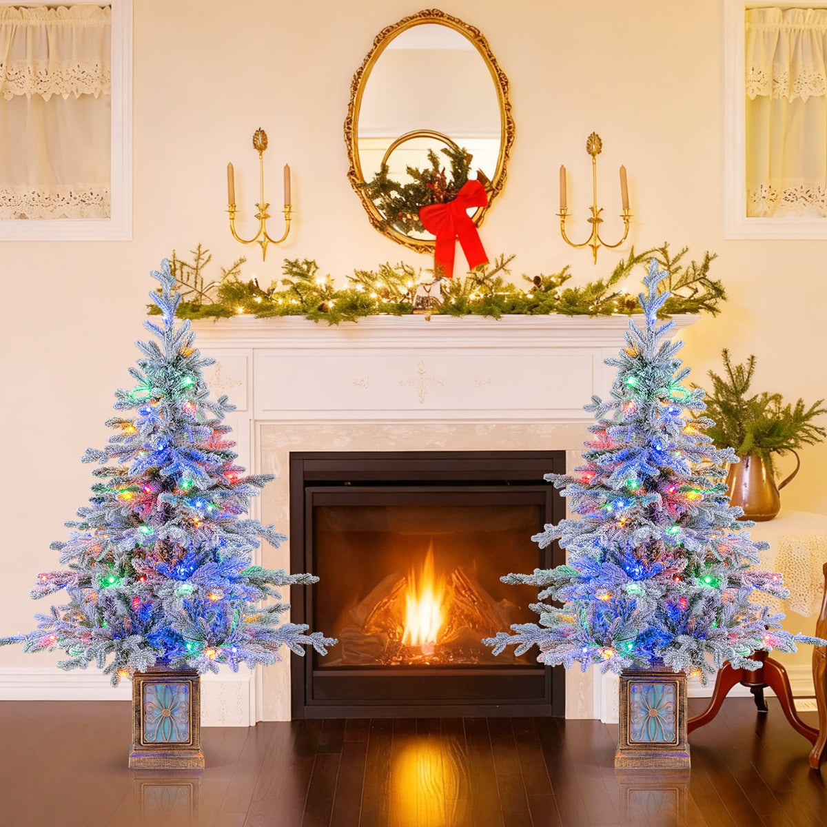 Arbre de Noël artificiel en pot lumineux — Lot de 2