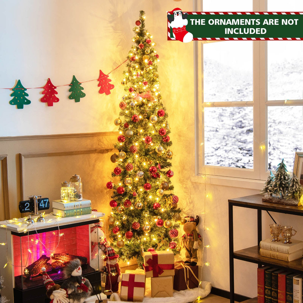 Arbre de Noël mural illuminé 213 cm