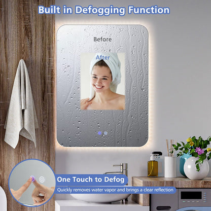 Miroir mural lumineux anti-buée tactile 81 x 61 cm