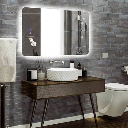 Miroir mural lumineux anti-buée tactile 81 x 61 cm