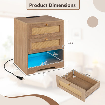 Table de chevet style bohème avec station de charge