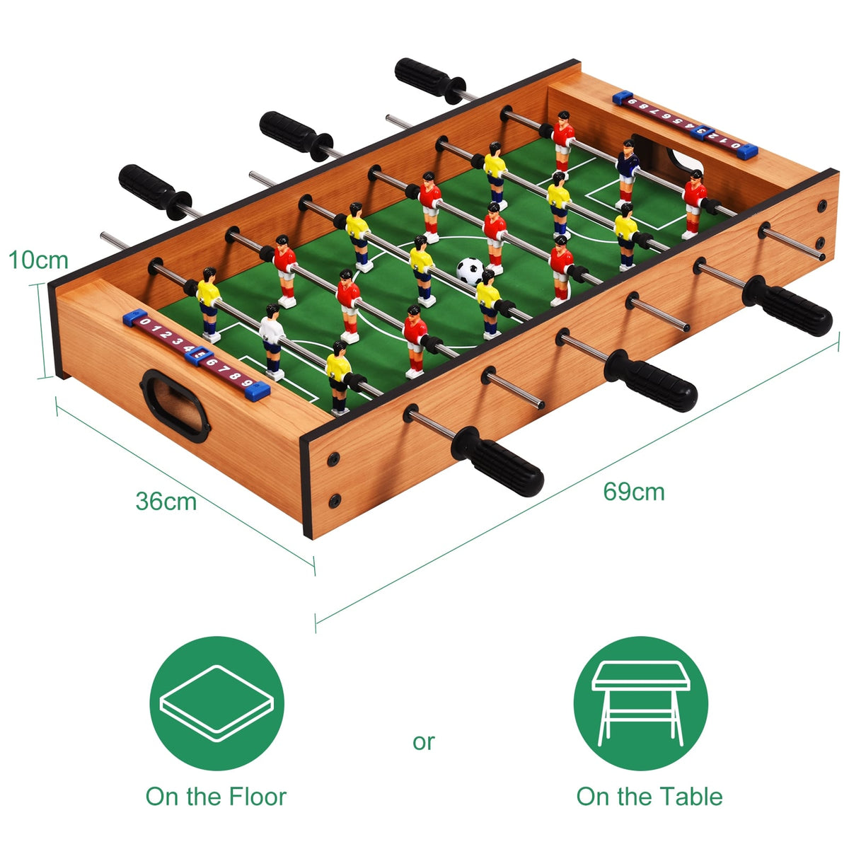 Table de jeu pivotante 2-en-1 air hockey et baby-foot