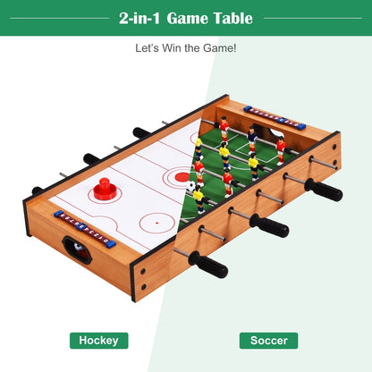Table de jeu pivotante 2-en-1 air hockey et baby-foot