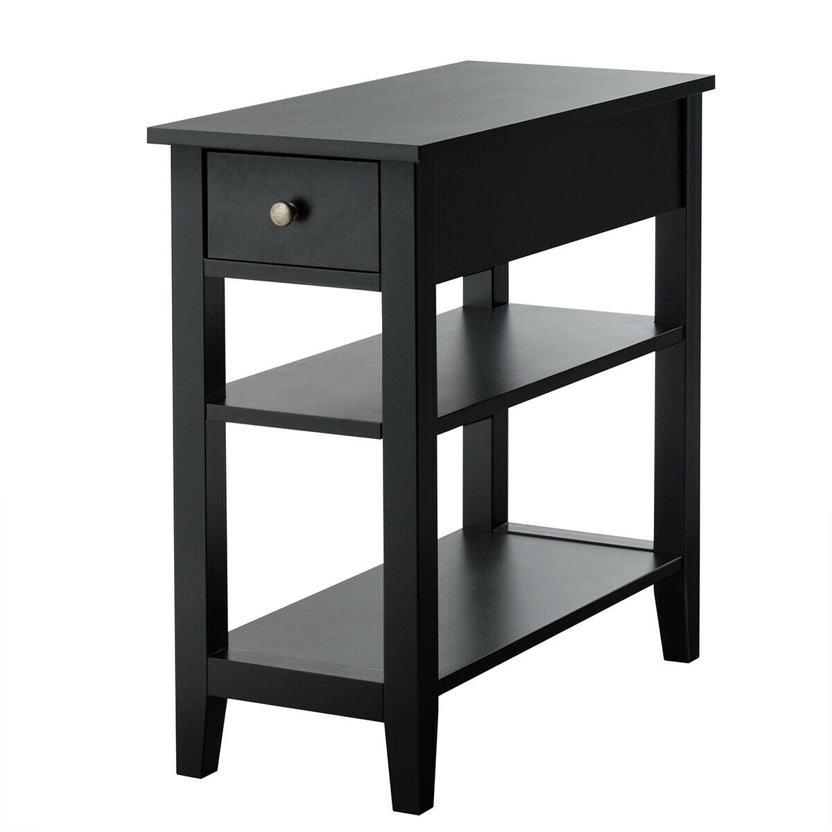 Table de chevet étroite à trois niveaux avec tiroir