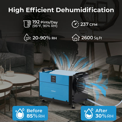Déshumidificateur de vide sanitaire intelligent 91 litres