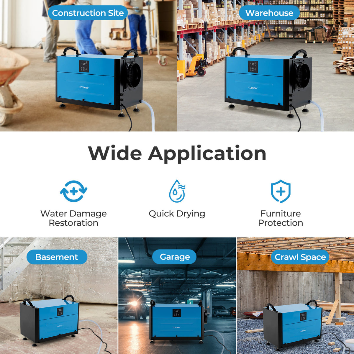 Déshumidificateur de vide sanitaire intelligent 91 litres
