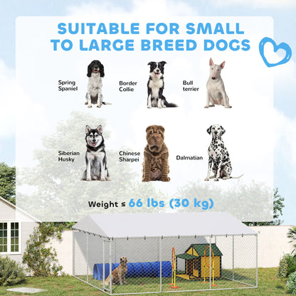 Outdoor dog kennel in galvanized steel with roof