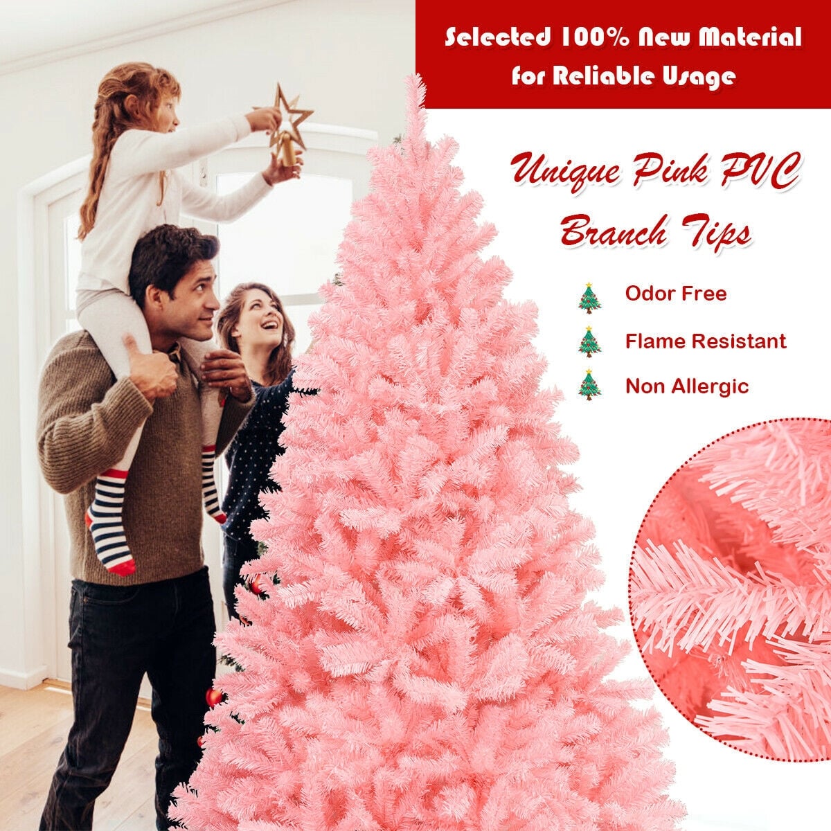 Arbre de Noël artificiel rose 183 cm