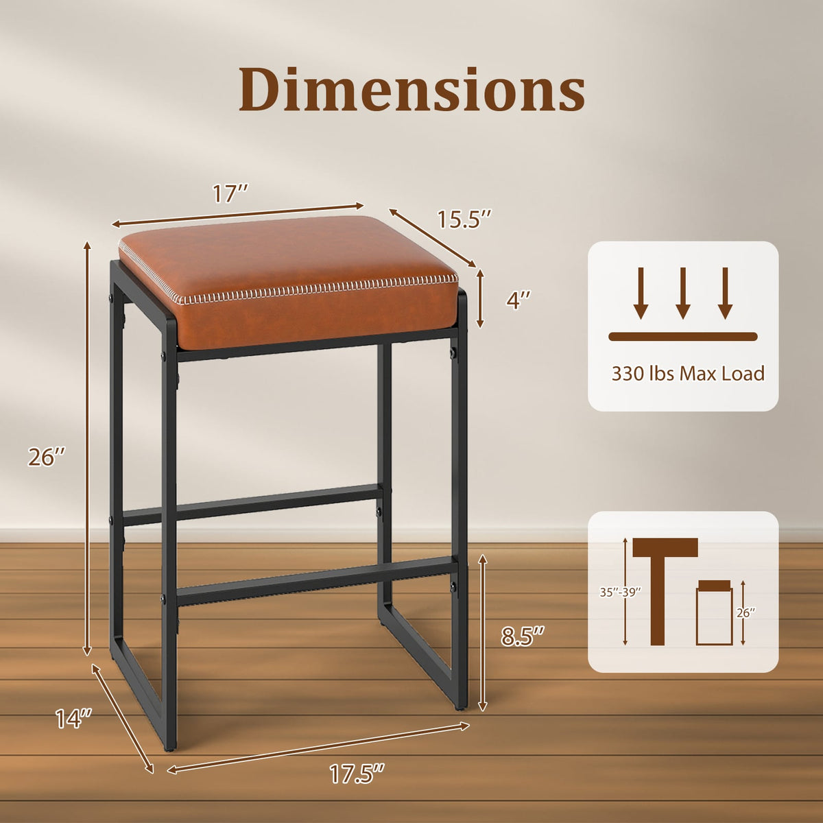 Tabouret de bar 66 cm — Lot de 4