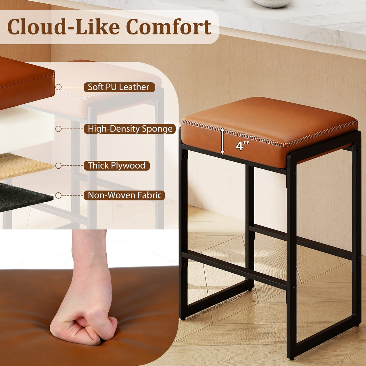 Tabouret de bar 66 cm — Lot de 4