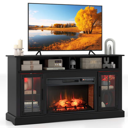 Meuble TV rustique avec foyer électrique pour téléviseur jusqu'à 127 cm