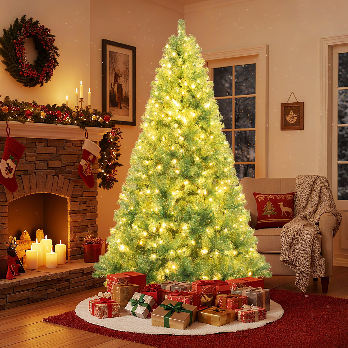 Arbre de Noël artificiel pré-éclairé décoratif