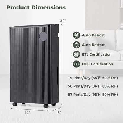 Déshumidificateur intelligent 27 L pour sous-sol