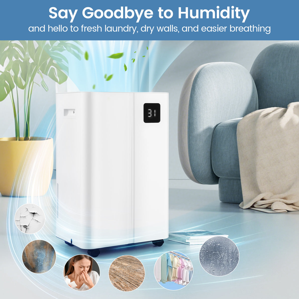 Déshumidificateur intelligent 25 L pour sous-sol