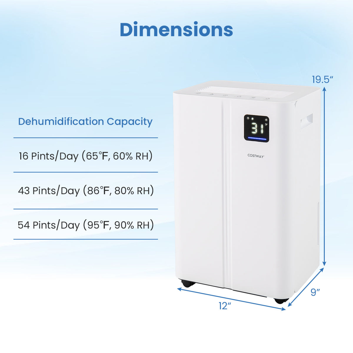 Déshumidificateur intelligent 25 L pour sous-sol