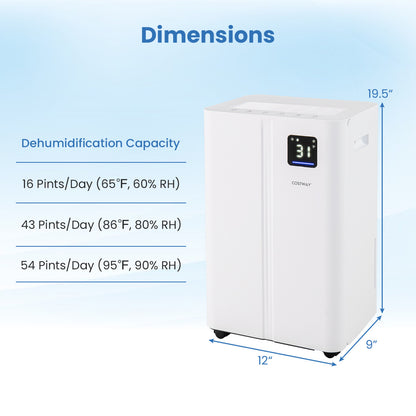 Déshumidificateur intelligent 25 L pour sous-sol