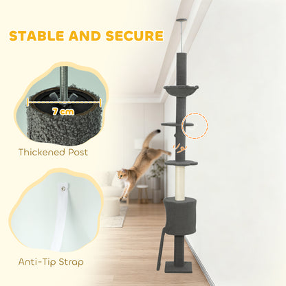 Árbol para gatos de altura regulable con rascadores y hamaca
