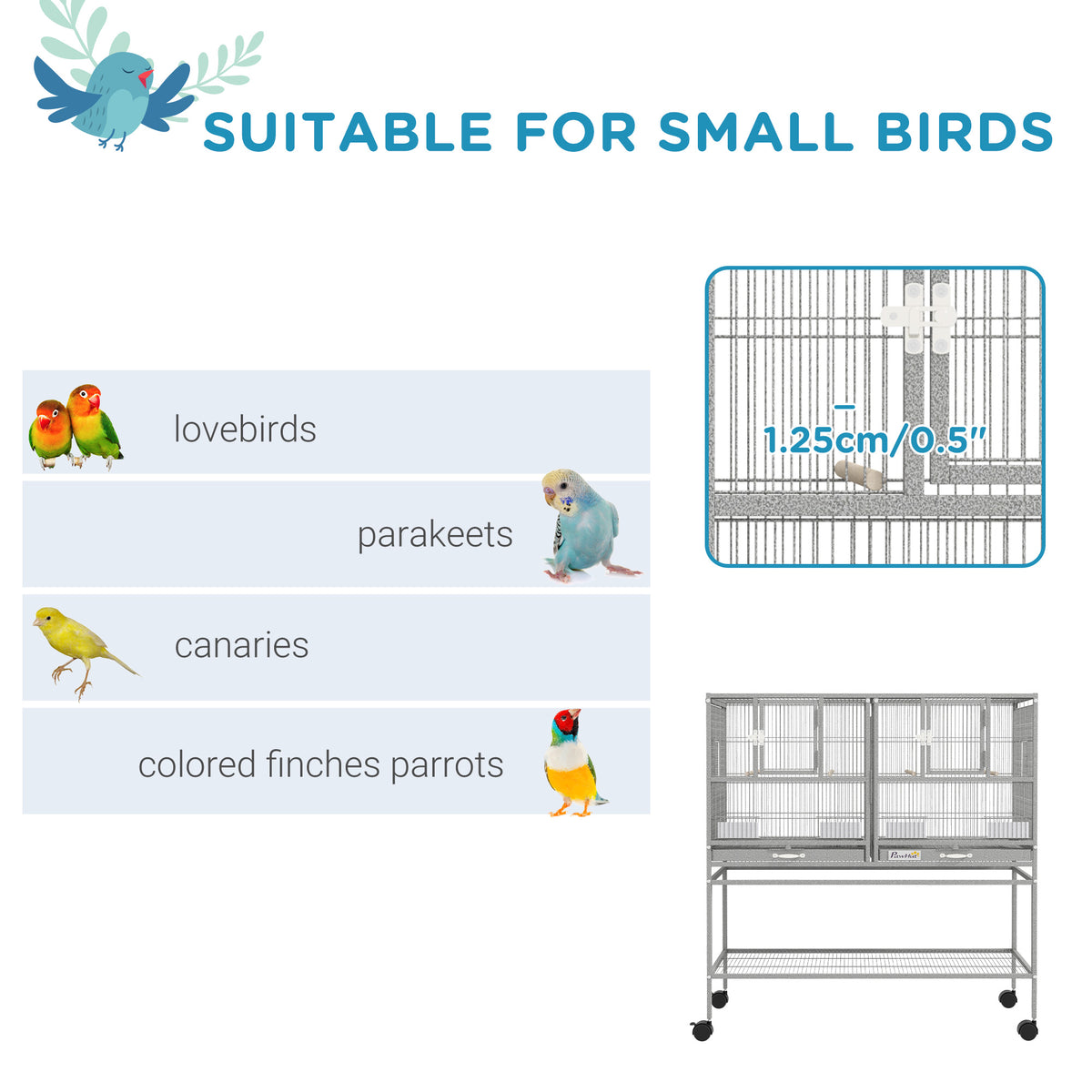 Large double rolling metal bird cage
