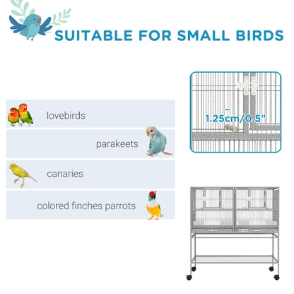 Large double rolling metal bird cage