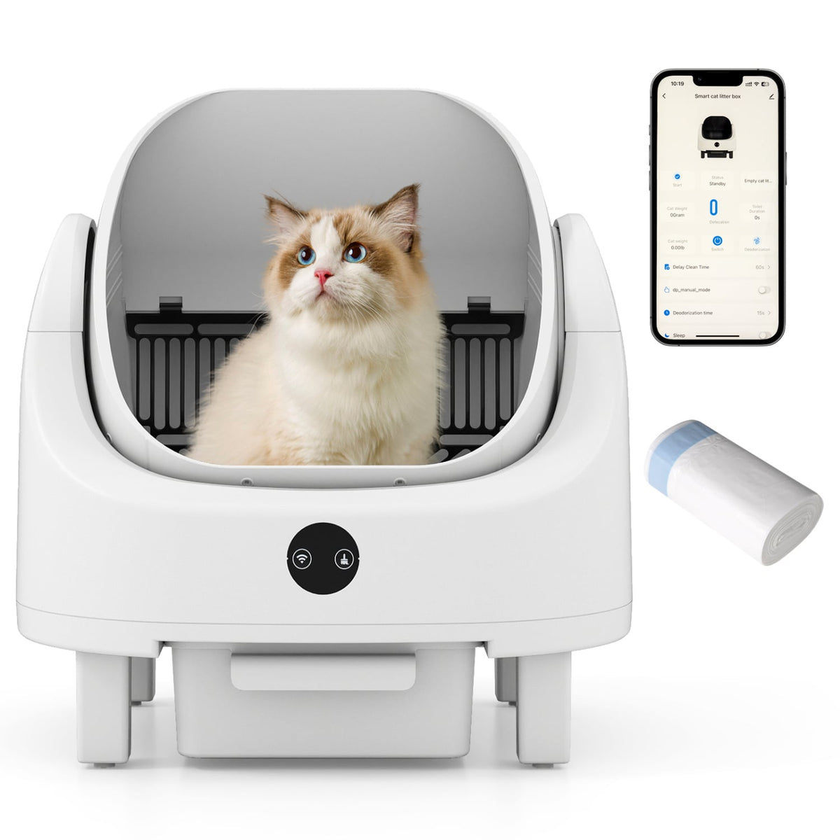 Bac à litière autonettoyant intelligent pour chats avec application