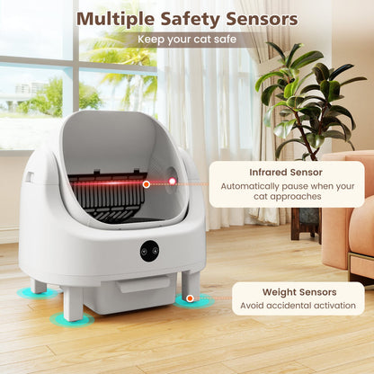 Bac à litière autonettoyant intelligent pour chats avec application