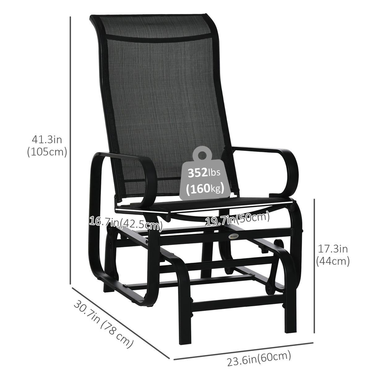 Patio Glider Chair with Breathable Mesh Fabric