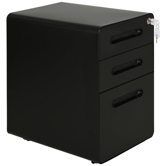 Lockable Steel Rolling File Cabinet 3 Drawers