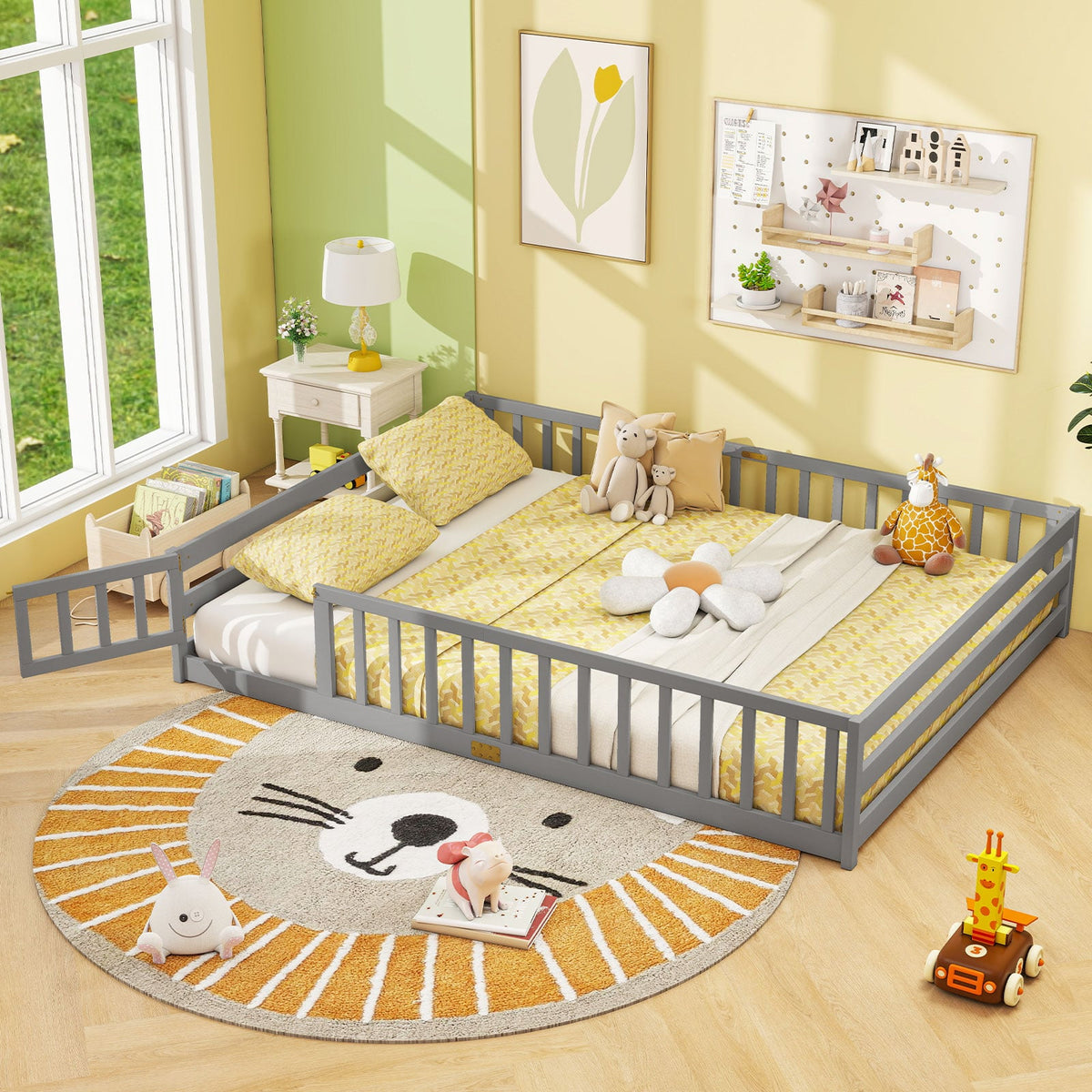 Lit de sol Montessori pour enfants avec barrière
