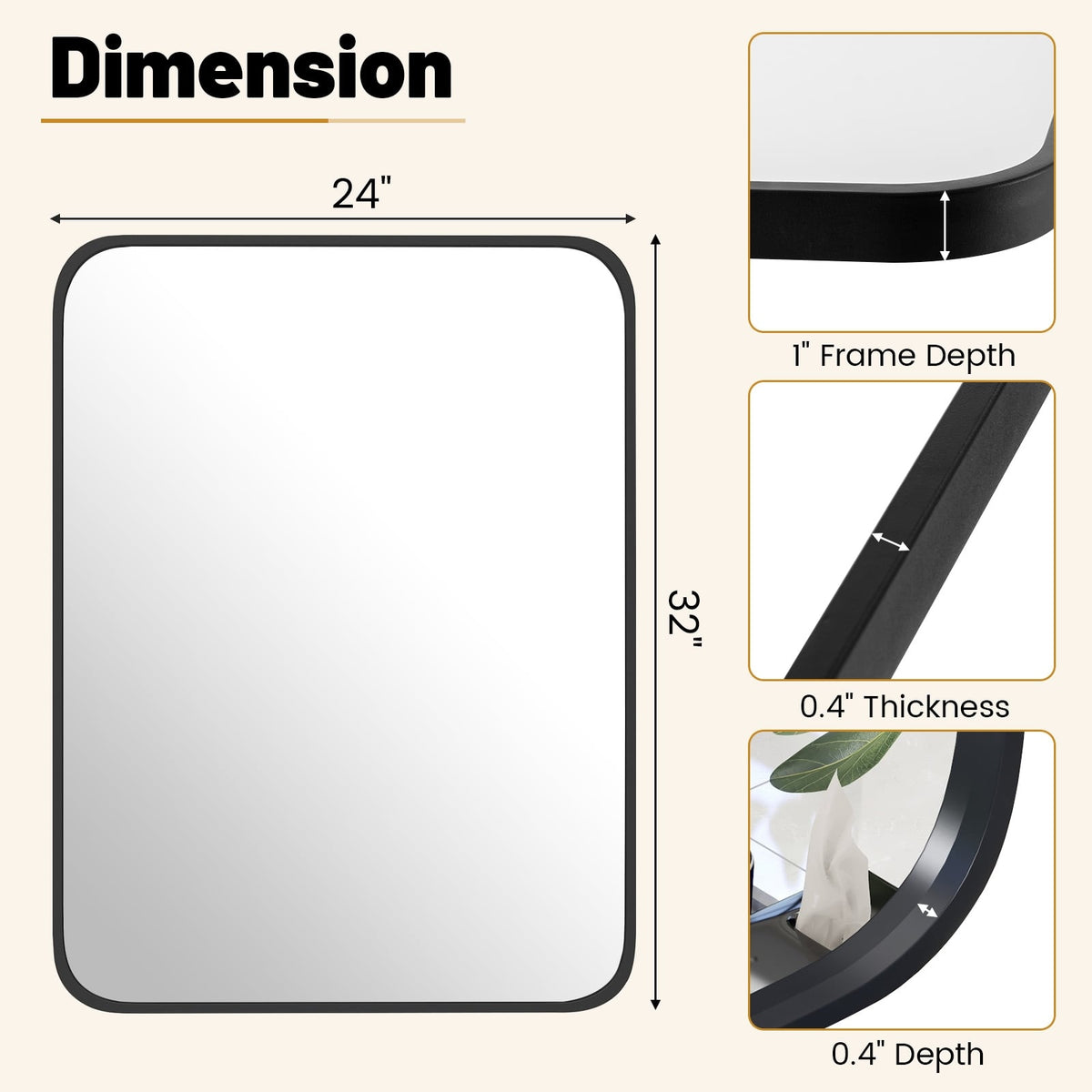 Miroir mural rectangulaire minimaliste