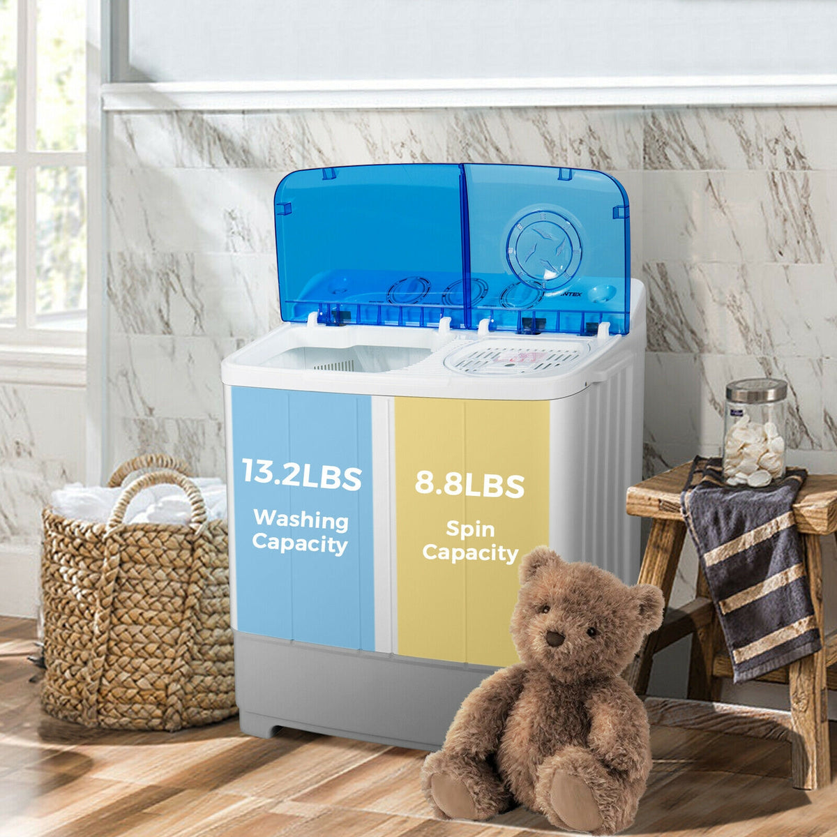 Machine à laver portable double cuve 10 kg