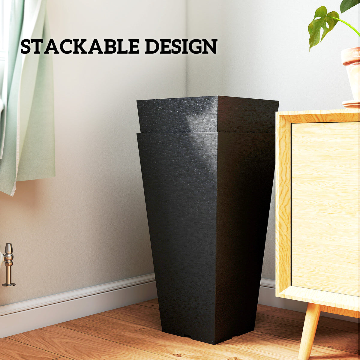 Set of 2 Stackable Tall Planters 58 cm — marble