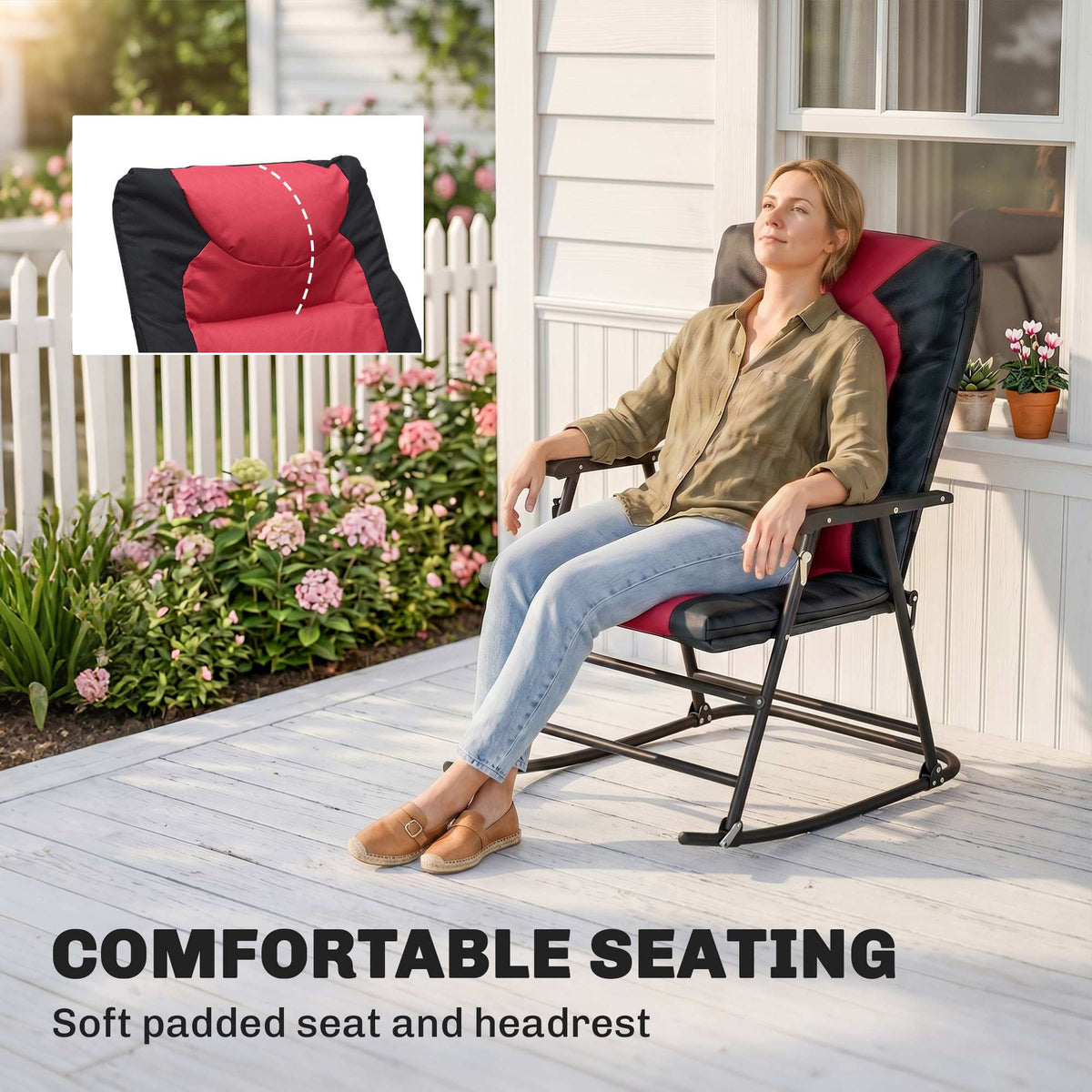 3-Piece Folding Rocking Chair Set — Grey