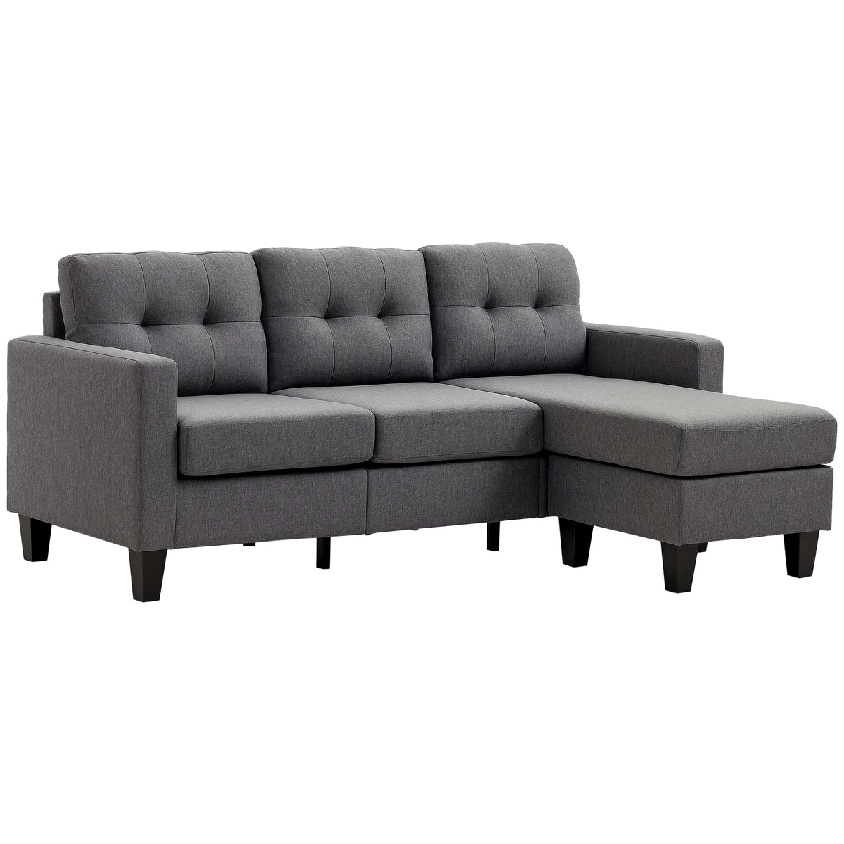 3-Seater L-Shaped Sofa with Ottoman — Dark
