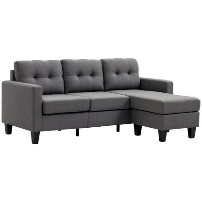 3-Seater L-Shaped Sofa with Ottoman — Dark