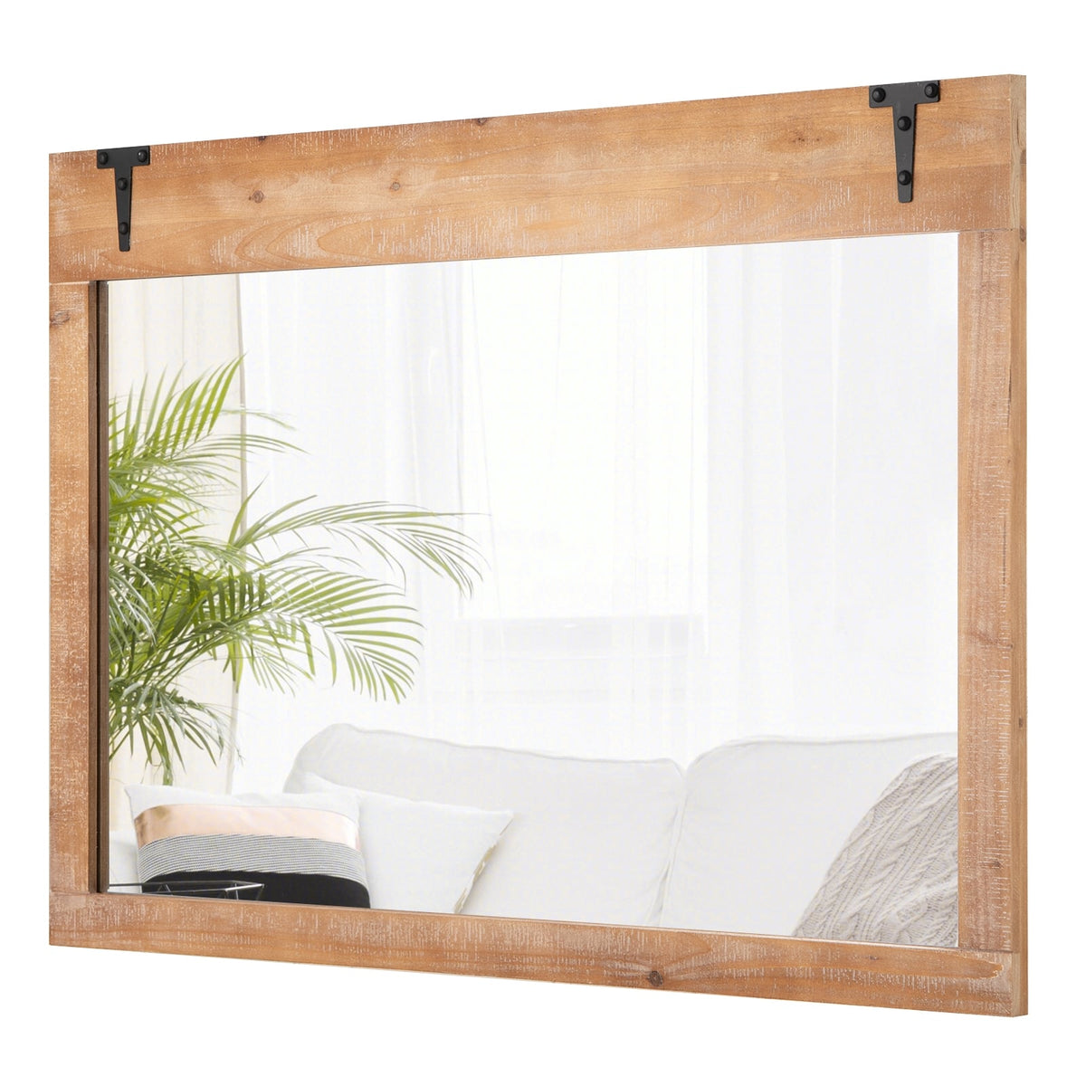 Miroir mural style porte de grange rustique 99 x 70 cm