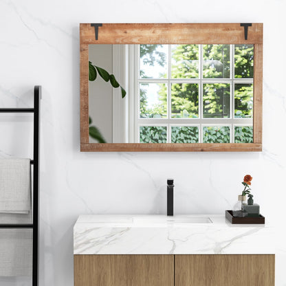 Miroir mural style porte de grange rustique 99 x 70 cm