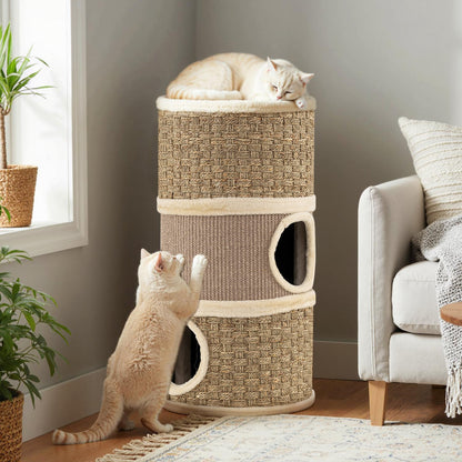 Condo pour chat 3 étages avec griffoir en sisal 71 cm