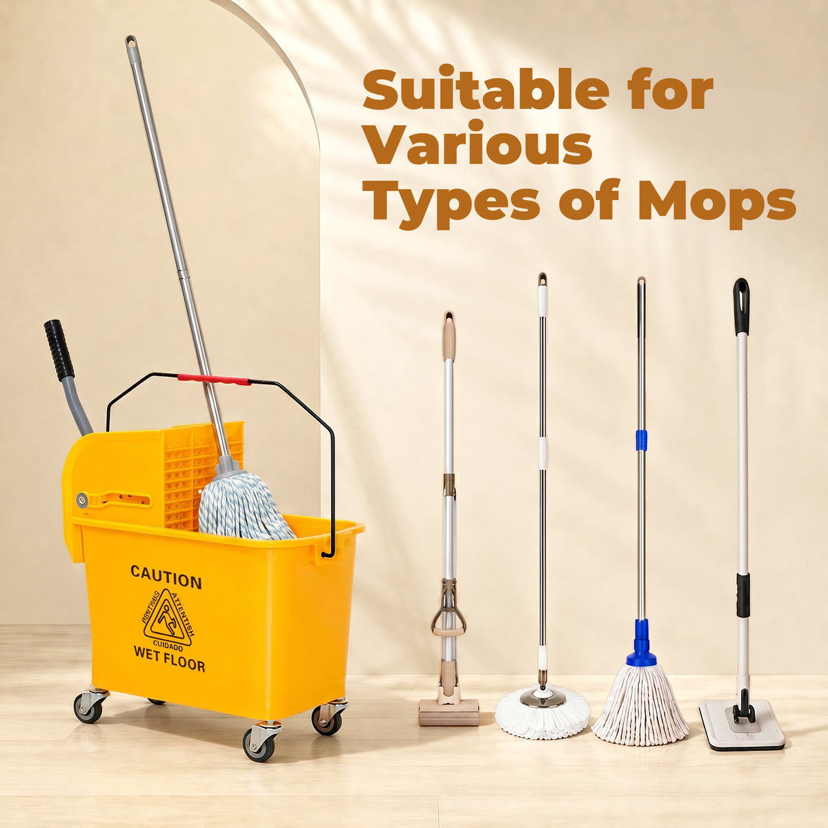 Mop Bucket with Wringer and Wheels 5-Gallon