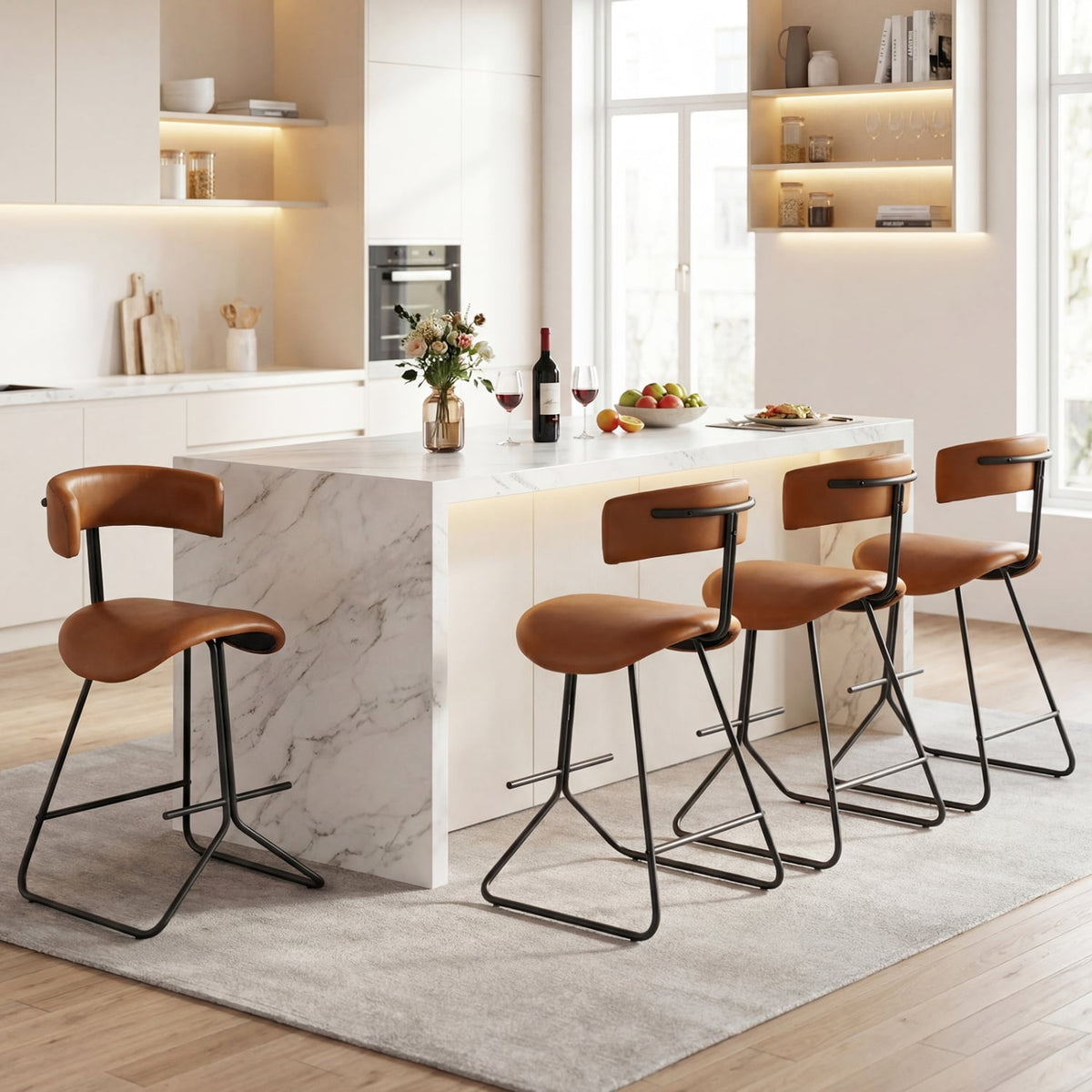 Tabourets de comptoir modernes rembourrés — Lot de 2