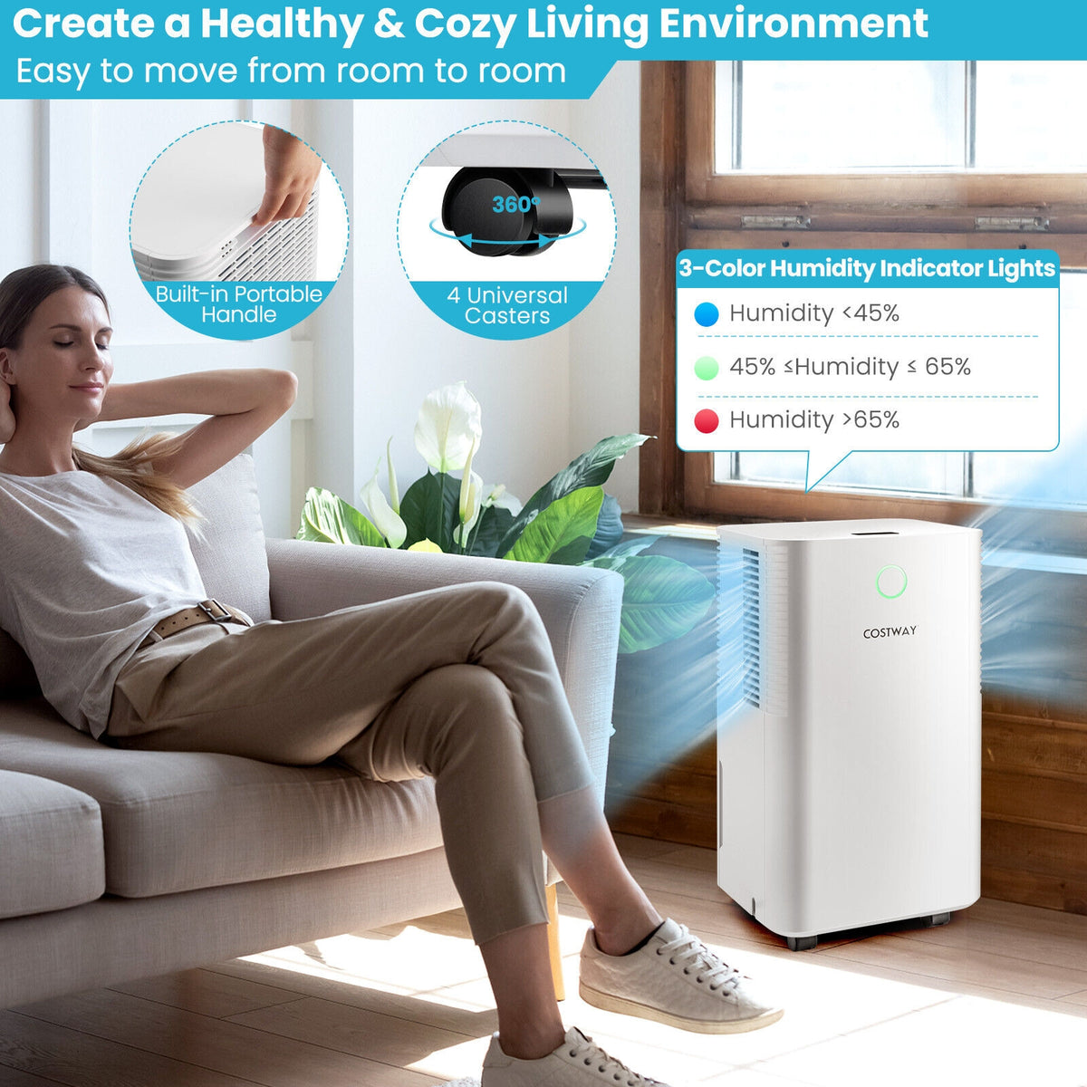 Déshumidificateur intelligent 15 L avec minuterie 24 h