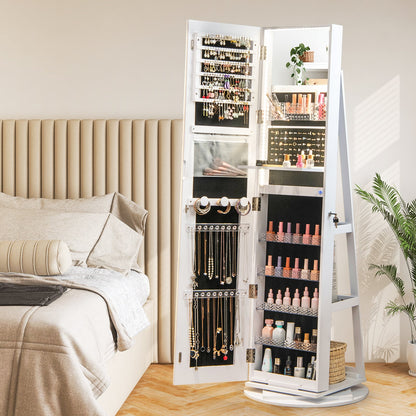 Armoire à bijoux 4-en-1 pivotante avec miroir et DEL réglables